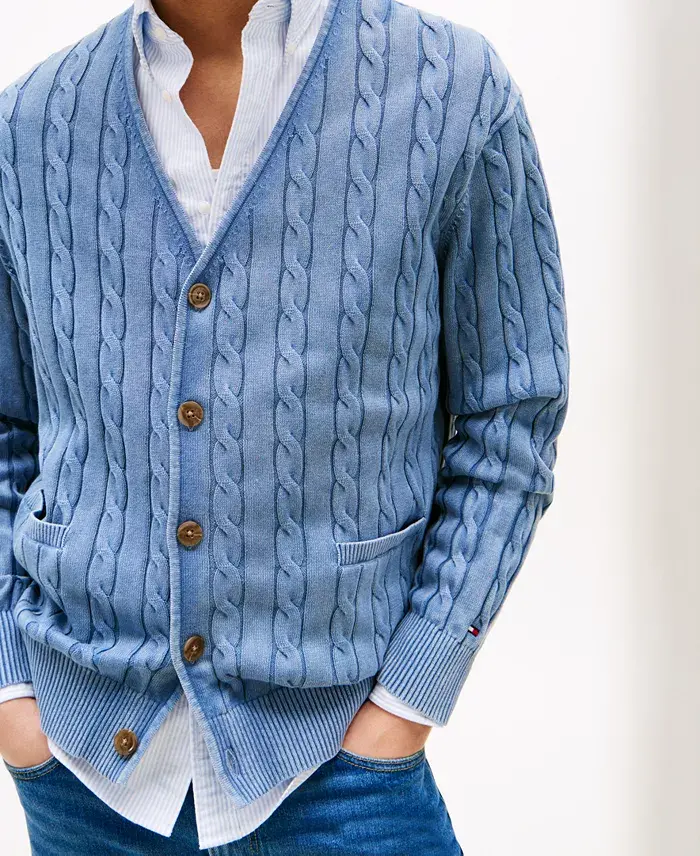 Alfani Tommy Hilfiger Men's Classic Cable Knit Cardigan Men's Fashion & Accessories