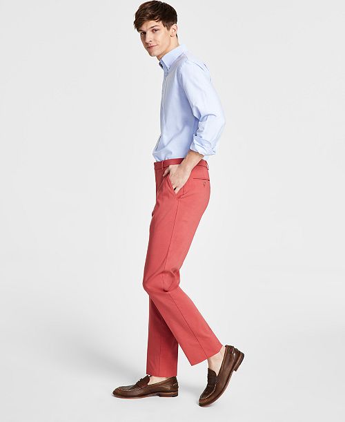 alfani Tommy Hilfiger Men's Modern-Fit TH Flex Stretch Solid Performance Pant Men's Fashion & Accessories