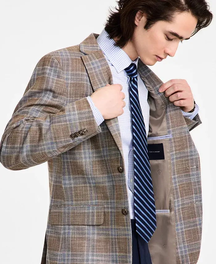 Alfani Tommy Hilfiger Men's Modern-Fit Windowpane Plaid Sport Coat Men's Fashion & Accessories