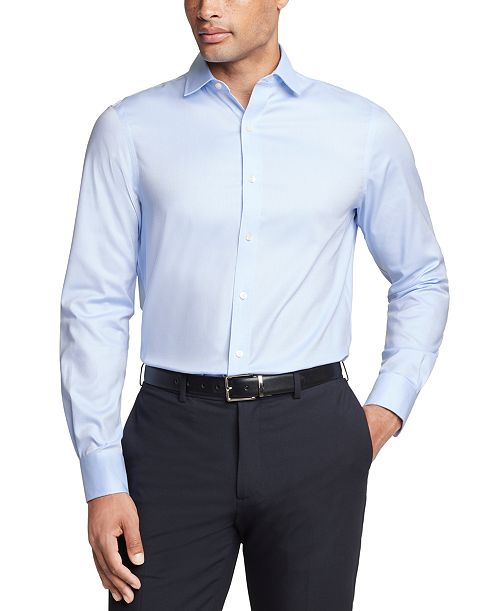 alfani Tommy Hilfiger Men's Regular Fit TH Flex Essentials Wrinkle Free Stretch Dress Shirt Men's Fashion & Accessories