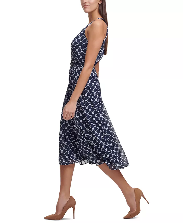 Alfani Tommy Hilfiger Printed Belted Halter Midi Dress Women's Fashion Shoes & Accessories