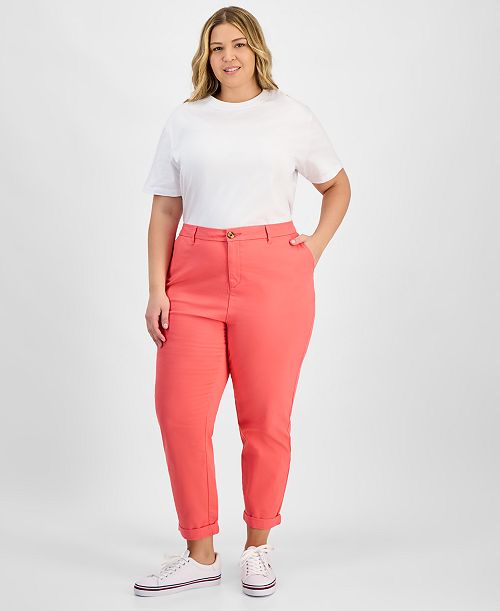 alfani Tommy Hilfiger TH Flex Plus Size Hampton Chino Pants Women's Fashion Shoes & Accessories