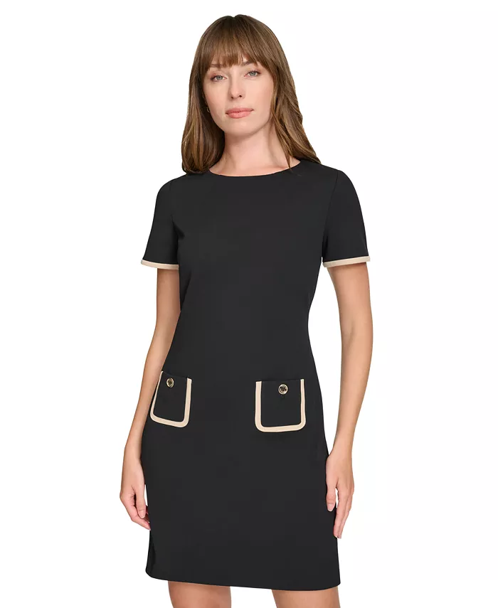 Alfani Tommy Hilfiger Women's Colorblocked Pocket Sheath Dress Women's Fashion Shoes & Accessories