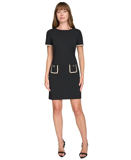 alfani Tommy Hilfiger Women's Colorblocked Pocket Sheath Dress Women's Fashion Shoes & Accessories