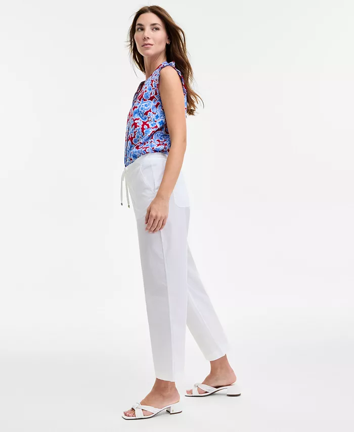 Alfani Tommy Hilfiger Women's Cotton Tie-Front Ankle Pants Women's Fashion Shoes & Accessories