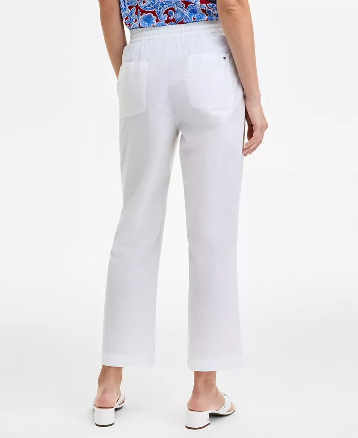 Alfani Tommy Hilfiger Women's Cotton Tie-Front Ankle Pants Women's Fashion Shoes & Accessories