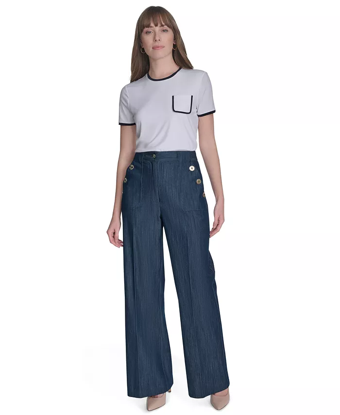Alfani Tommy Hilfiger Women's Denim Bootcut-Leg Sailor Pants Women's Fashion Shoes & Accessories