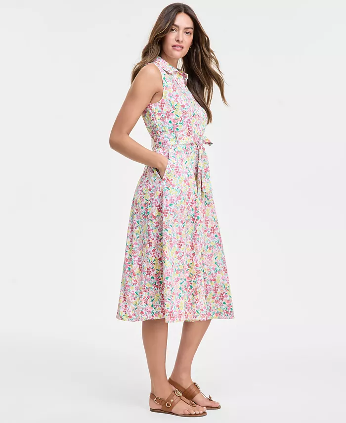 Alfani Tommy Hilfiger Women's Floral Lace-Trim Shirtdress Women's Fashion Shoes & Accessories