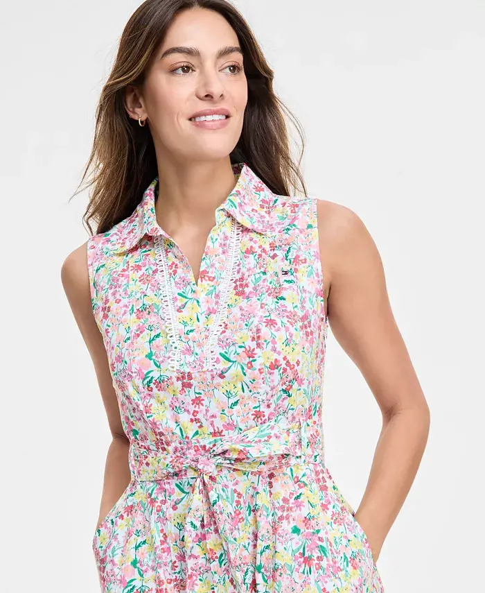 Alfani Tommy Hilfiger Women's Floral Lace-Trim Shirtdress Women's Fashion Shoes & Accessories