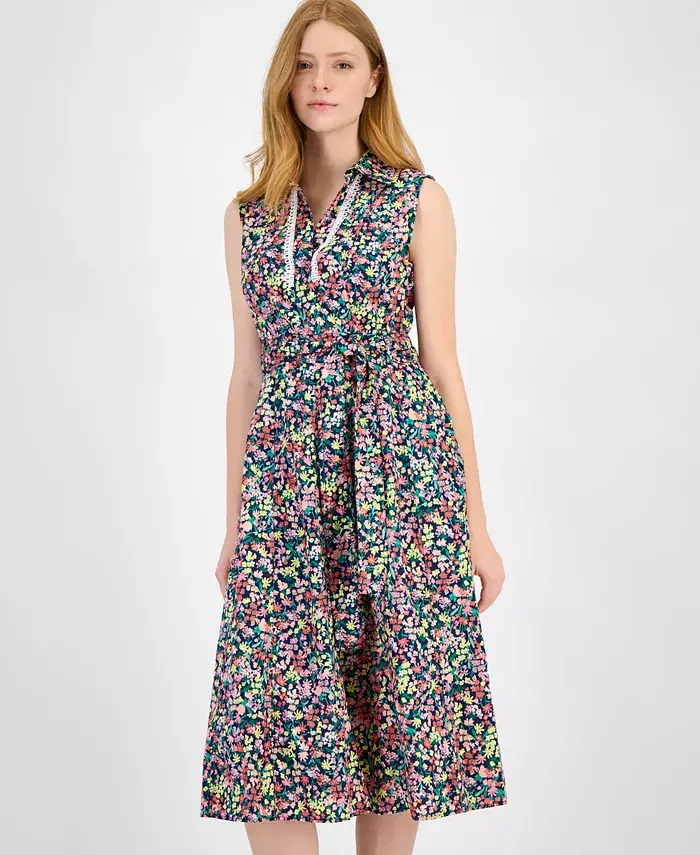 Alfani Tommy Hilfiger Women's Floral Lace-Trim Shirtdress Women's Fashion Shoes & Accessories