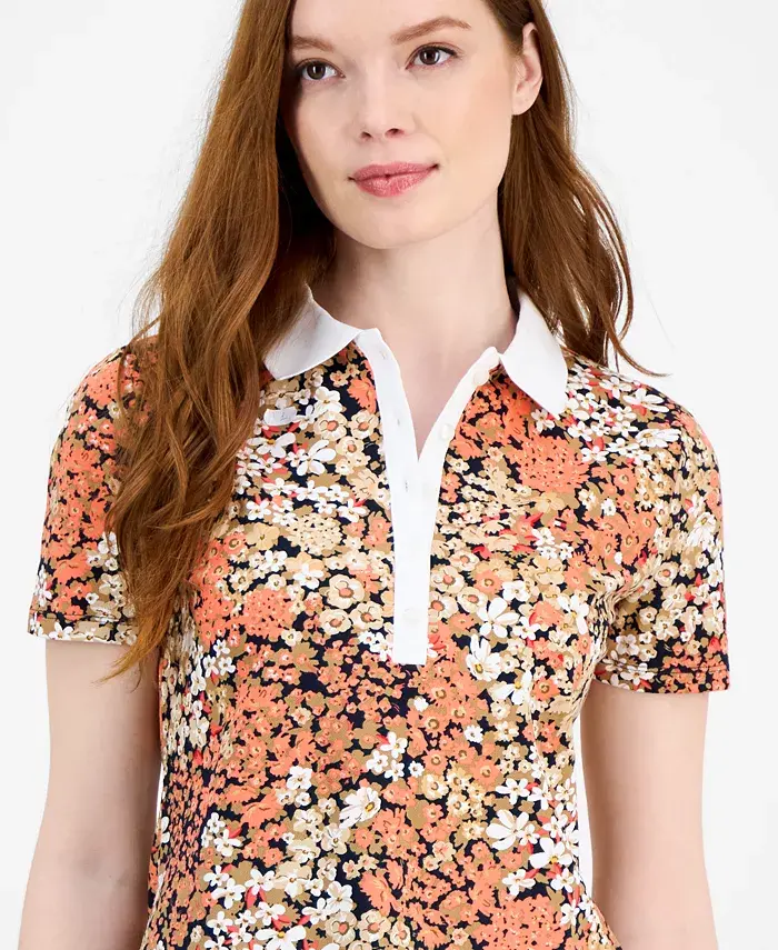Alfani Tommy Hilfiger Women's Floral-Print Polo Shirt Women's Fashion Shoes & Accessories