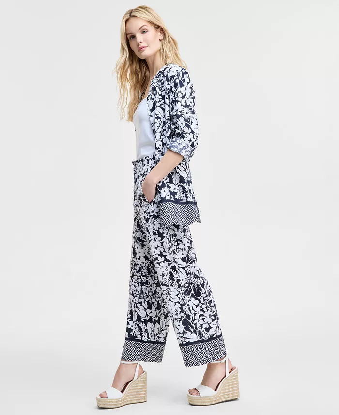 Alfani Tommy Hilfiger Women's Floral-Print Pull-On Wide-Leg Pants Women's Fashion Shoes & Accessories