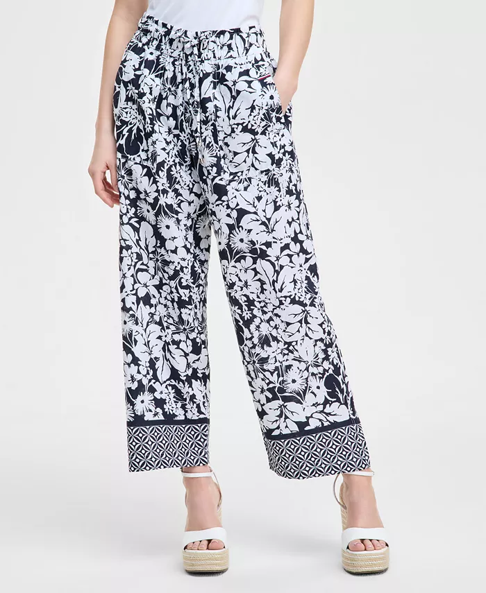 Alfani Tommy Hilfiger Women's Floral-Print Pull-On Wide-Leg Pants Women's Fashion Shoes & Accessories