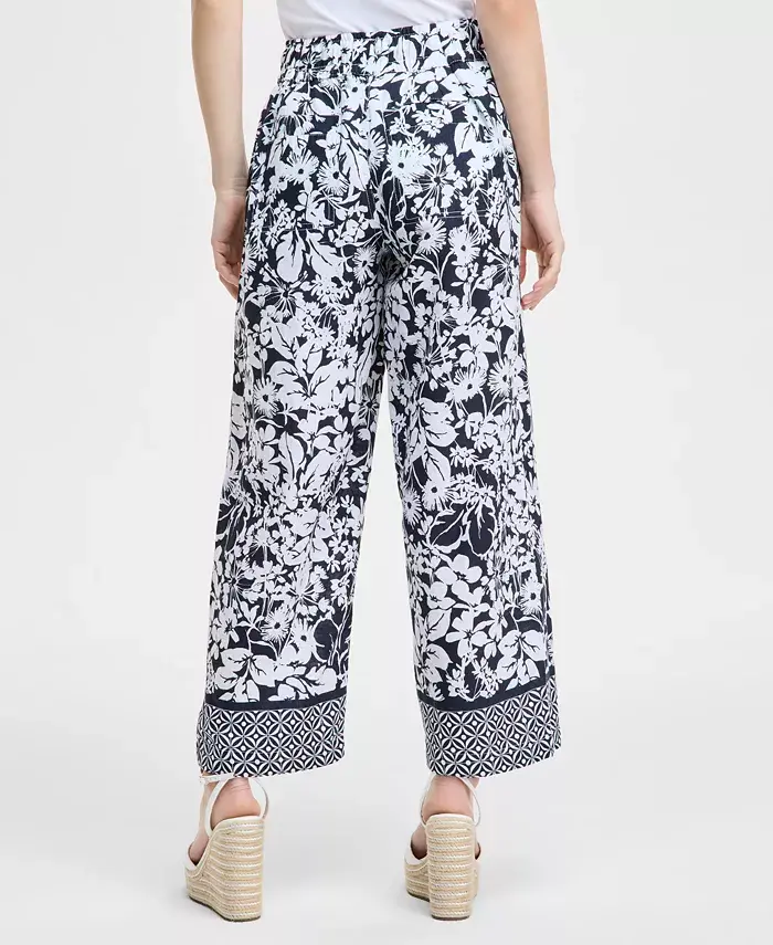 Alfani Tommy Hilfiger Women's Floral-Print Pull-On Wide-Leg Pants Women's Fashion Shoes & Accessories