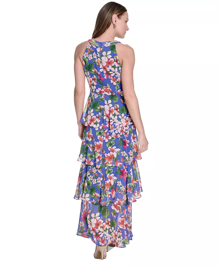 Alfani Tommy Hilfiger Women's Floral-Print Tiered Halterneck Maxi Dress Women's Fashion Shoes & Accessories