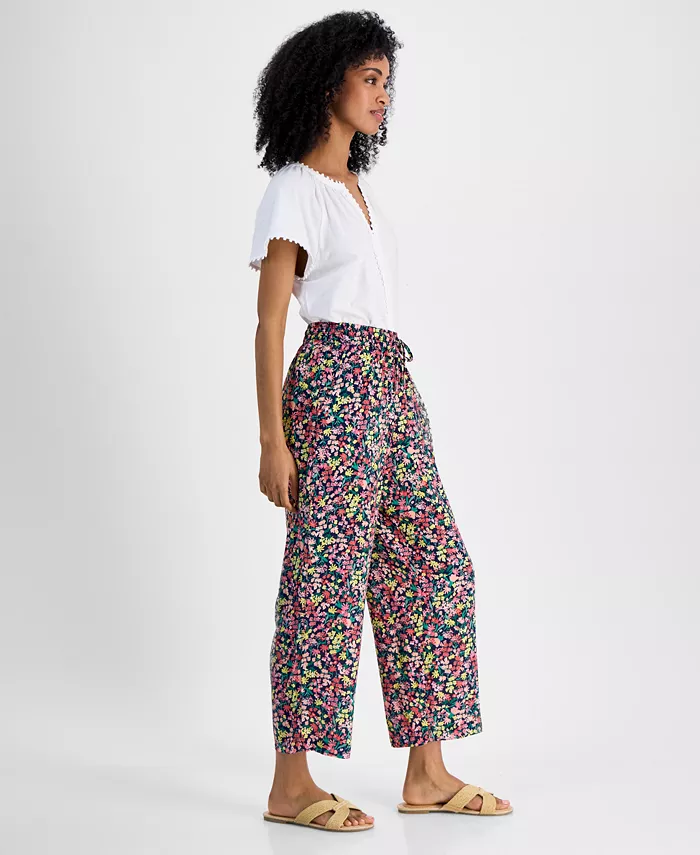 Alfani Tommy Hilfiger Women's Floral-Print Wide-Leg Pull-On Pants Women's Fashion Shoes & Accessories