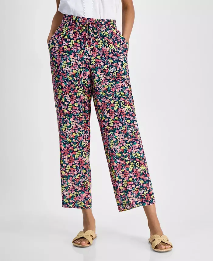 Alfani Tommy Hilfiger Women's Floral-Print Wide-Leg Pull-On Pants Women's Fashion Shoes & Accessories
