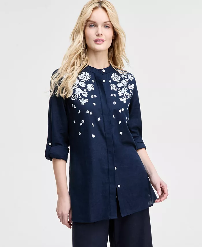 Alfani Tommy Hilfiger Women's Floral Puff-Print Tunic & Wide-Leg Pants Women's Fashion Shoes & Accessories