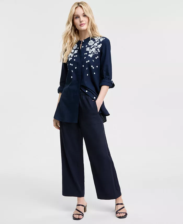 Alfani Tommy Hilfiger Women's Floral Puff-Print Tunic Women's Fashion Shoes & Accessories