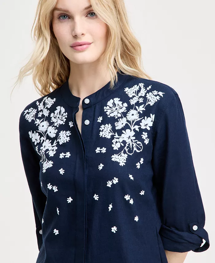 Alfani Tommy Hilfiger Women's Floral Puff-Print Tunic Women's Fashion Shoes & Accessories