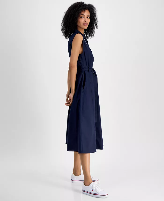 Alfani Tommy Hilfiger Women's Lace-Detail Cotton Shirt Dress Women's Fashion Shoes & Accessories