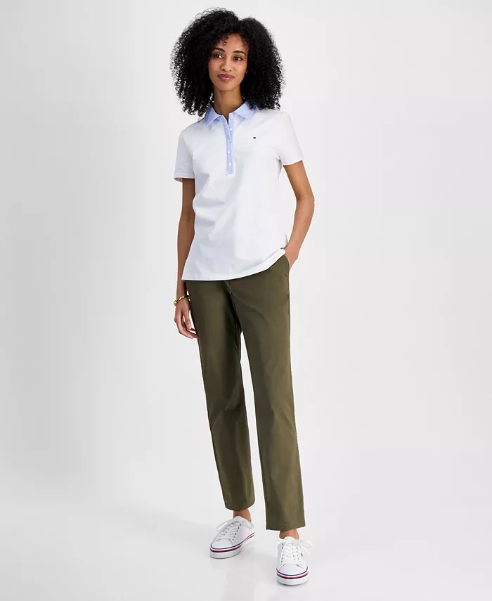Alfani Tommy Hilfiger Women's Mixed Media Cornell Polo Shirt Women's Fashion Shoes & Accessories