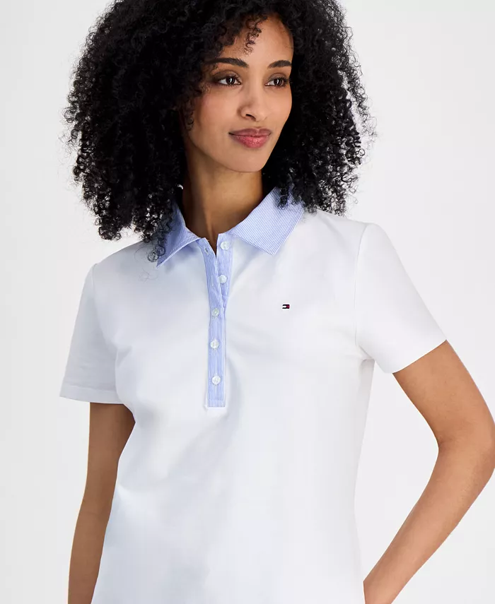 Alfani Tommy Hilfiger Women's Mixed Media Cornell Polo Shirt Women's Fashion Shoes & Accessories