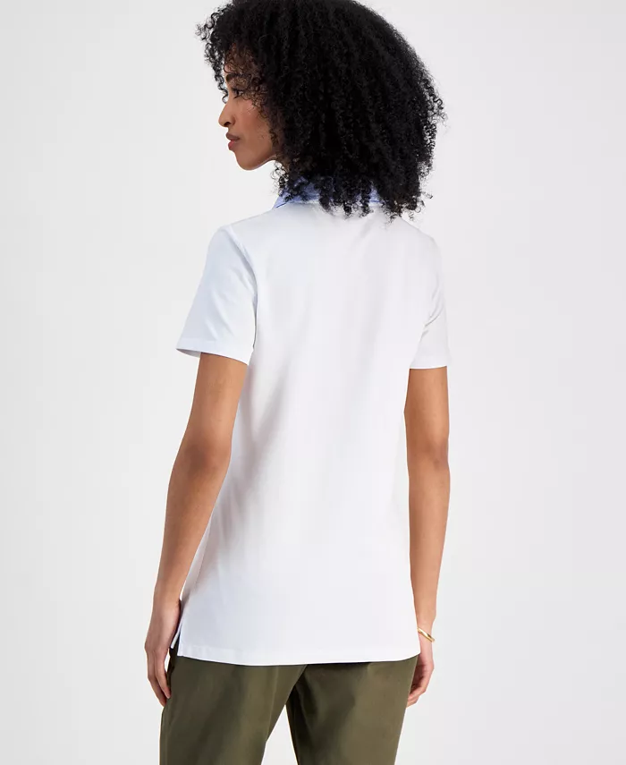 Alfani Tommy Hilfiger Women's Mixed Media Cornell Polo Shirt Women's Fashion Shoes & Accessories