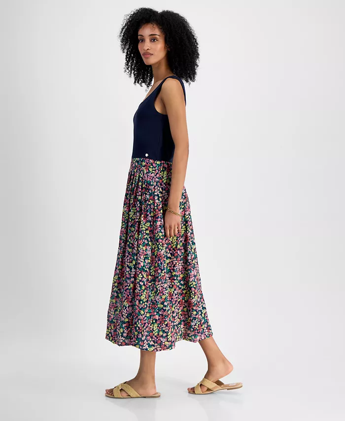 Alfani Tommy Hilfiger Women's Mixed Media Floral Dress Women's Fashion Shoes & Accessories