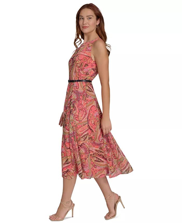 Alfani Tommy Hilfiger Women's Paisley Chiffon Midi Sheer Dress Women's Fashion Shoes & Accessories