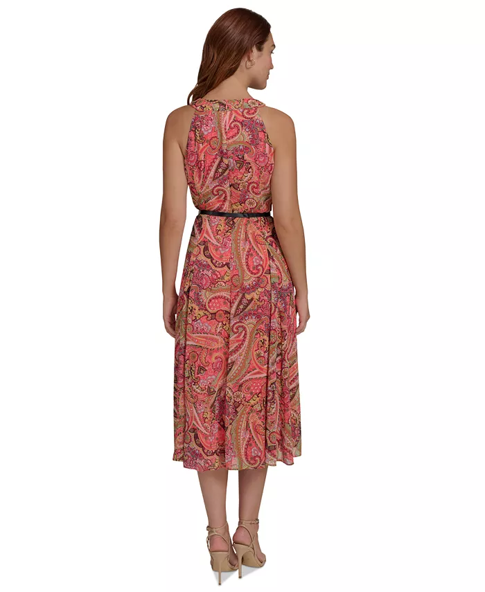 Alfani Tommy Hilfiger Women's Paisley Chiffon Midi Sheer Dress Women's Fashion Shoes & Accessories