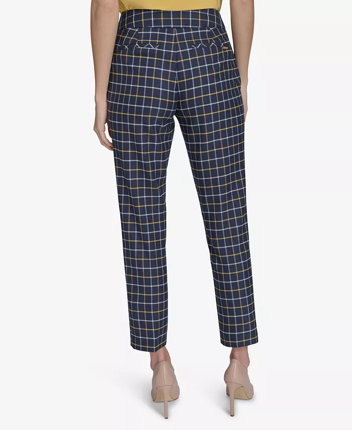 Alfani Tommy Hilfiger Women's Plaid-Print Slim-Fit Ankle Pants Women's Fashion Shoes & Accessories