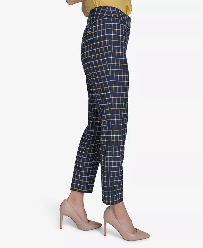 Alfani Tommy Hilfiger Women's Plaid-Print Slim-Fit Ankle Pants Women's Fashion Shoes & Accessories