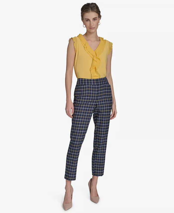 Alfani Tommy Hilfiger Women's Plaid-Print Slim-Fit Ankle Pants Women's Fashion Shoes & Accessories