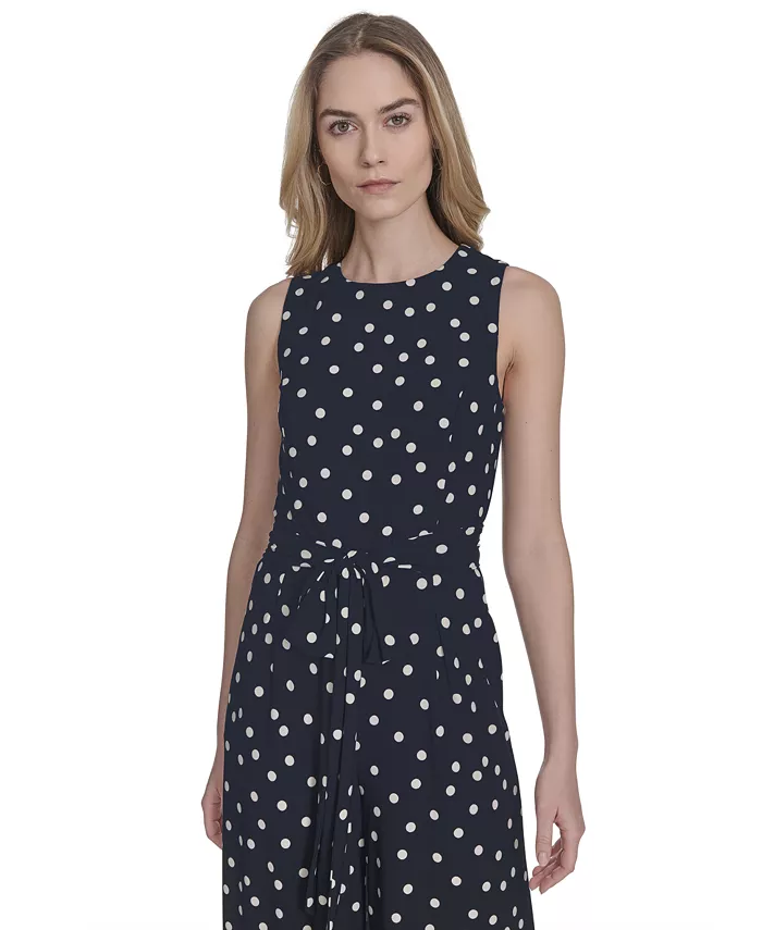 Alfani Tommy Hilfiger Women's Polka-Dot Straight-Leg Jumpsuit Women's Fashion Shoes & Accessories