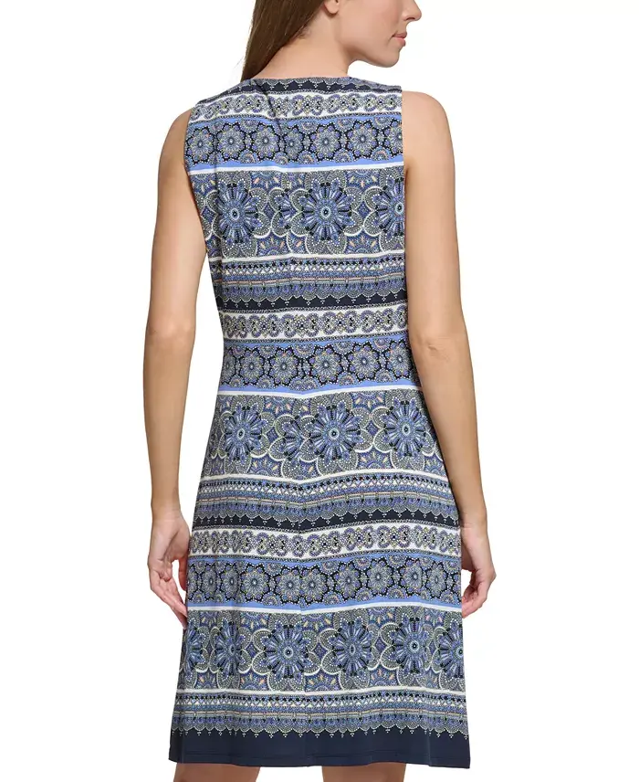 Alfani Tommy Hilfiger Women's Printed Jersey Sleeveless Dress Women's Fashion Shoes & Accessories