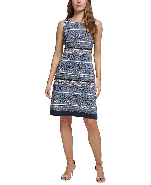 alfani Tommy Hilfiger Women's Printed Jersey Sleeveless Dress Women's Fashion Shoes & Accessories