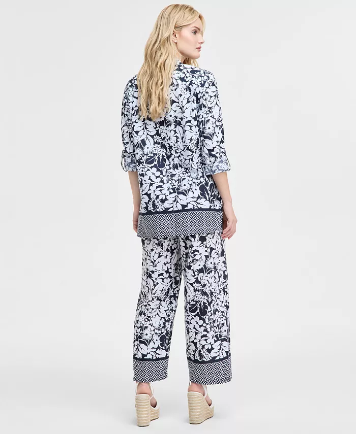 Alfani Tommy Hilfiger Women's Printed Long-Sleeve Tunic & Wide-Leg Pants Women's Fashion Shoes & Accessories