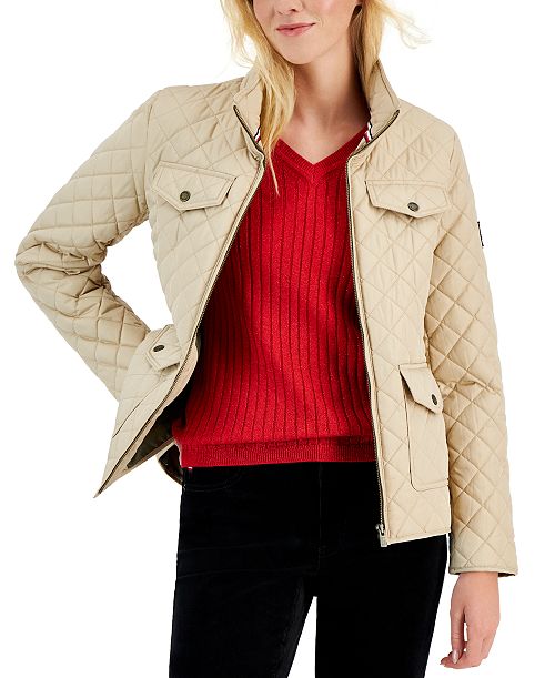 alfani Tommy Hilfiger Women's Quilted Zip-Up Jacket Women's Fashion Shoes & Accessories