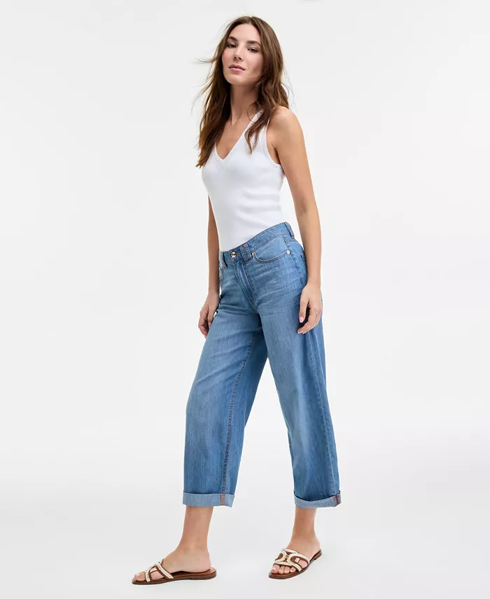 Alfani Tommy Hilfiger Women's Relaxed-Fit Utility Chambray Jeans Women's Fashion Shoes & Accessories