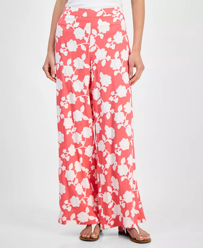 Alfani Tommy Hilfiger Women's Riviera Floral Wide-Leg Pants Women's Fashion Shoes & Accessories