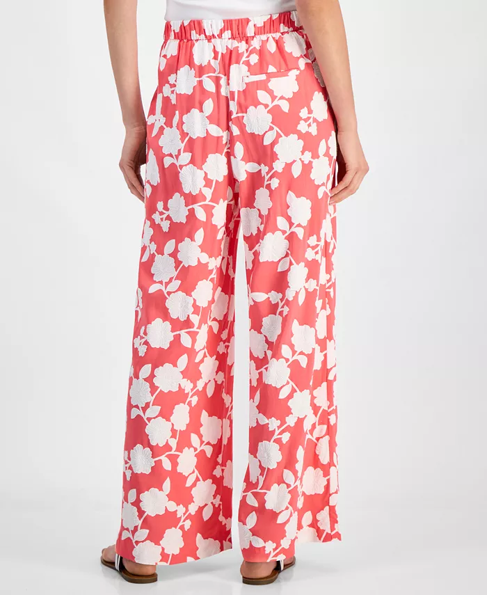 Alfani Tommy Hilfiger Women's Riviera Floral Wide-Leg Pants Women's Fashion Shoes & Accessories