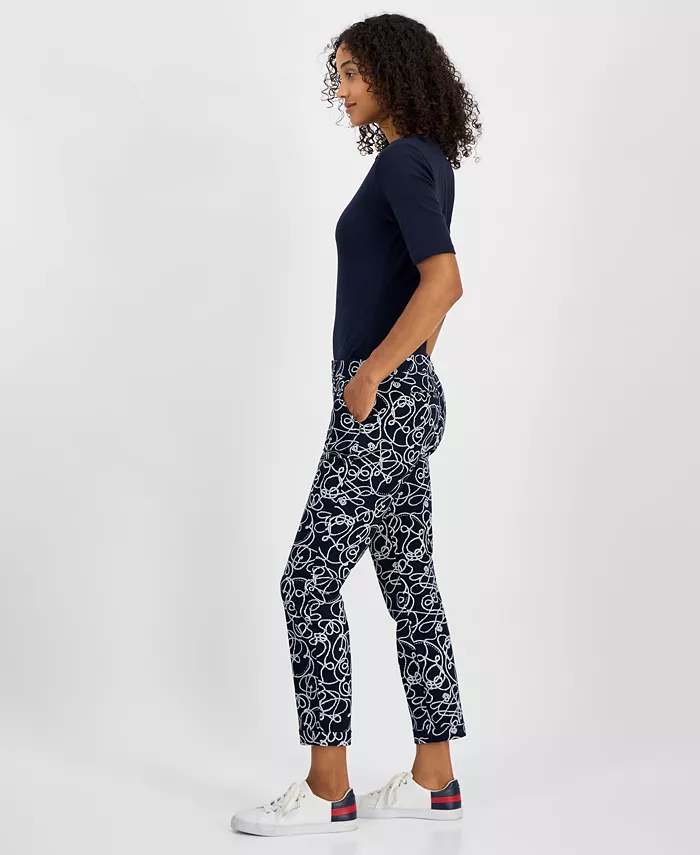 Alfani Tommy Hilfiger Women's Rope-Print Hampton Chino Pants Women's Fashion Shoes & Accessories