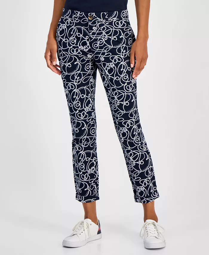 Alfani Tommy Hilfiger Women's Rope-Print Hampton Chino Pants Women's Fashion Shoes & Accessories