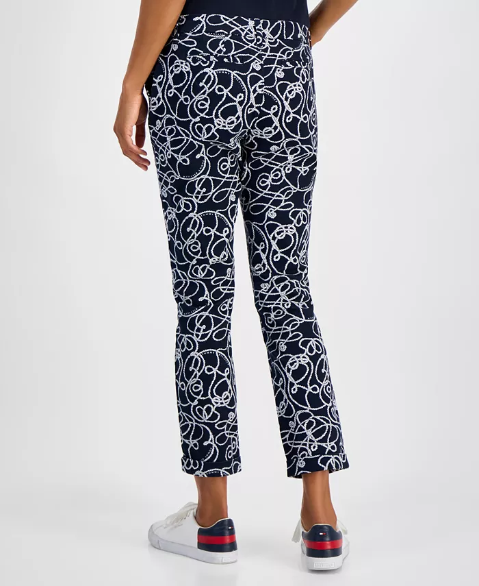 Alfani Tommy Hilfiger Women's Rope-Print Hampton Chino Pants Women's Fashion Shoes & Accessories