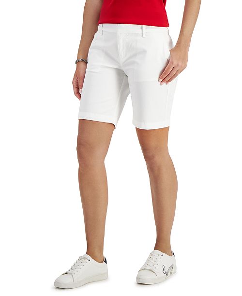 alfani Tommy Hilfiger Women's TH Flex 9 Inch Hollywood Bermuda Shorts Women's Fashion Shoes & Accessories