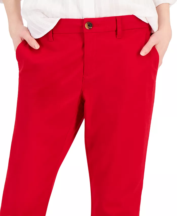 Alfani Tommy Hilfiger Women's TH Flex Hampton Cuffed Chino Straight-Leg Pants Created For Macy's Women's Fashion Shoes & Accessories