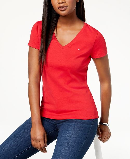 alfani Tommy Hilfiger Women's V-Neck T-Shirt Created for Macy's Women's Fashion Shoes & Accessories