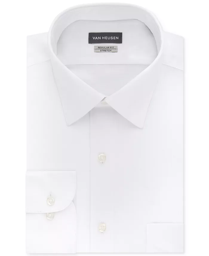 Alfani Van Heusen Men's Classic/Regular Fit Stretch Wrinkle Free Sateen Dress Shirt Men's Fashion & Accessories