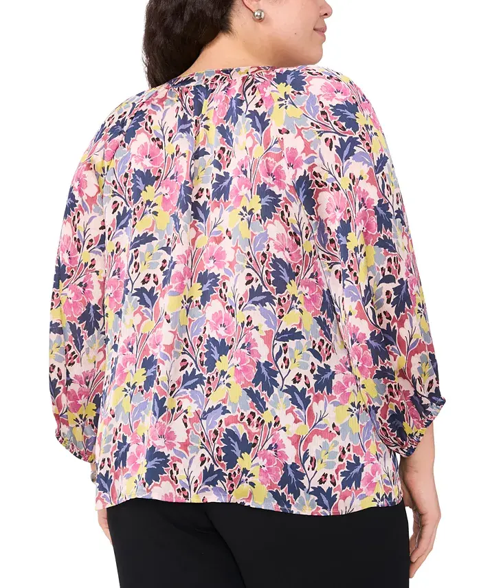 Alfani Vince Camuto Plus Size Printed Raglan-Sleeve Blouse Women's Fashion Shoes & Accessories